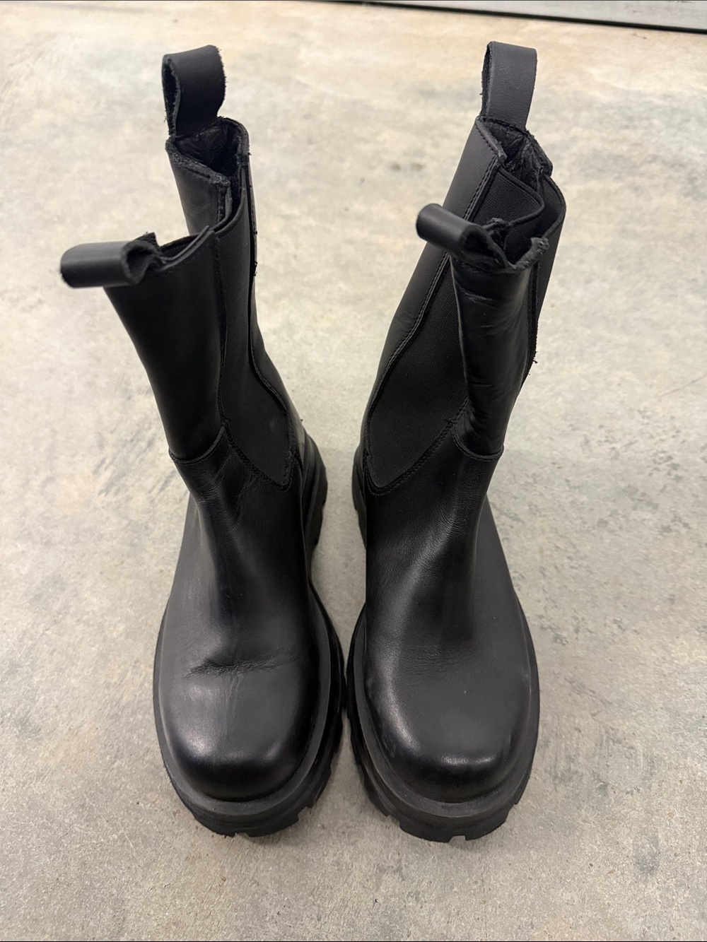 Steve Madden Black Lug Sole Chelsea Lace-Up Boots